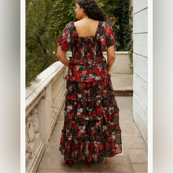 Ivy City Co Dresses & Skirts - Ivy City Co Red and Black Floral Maxi Dress